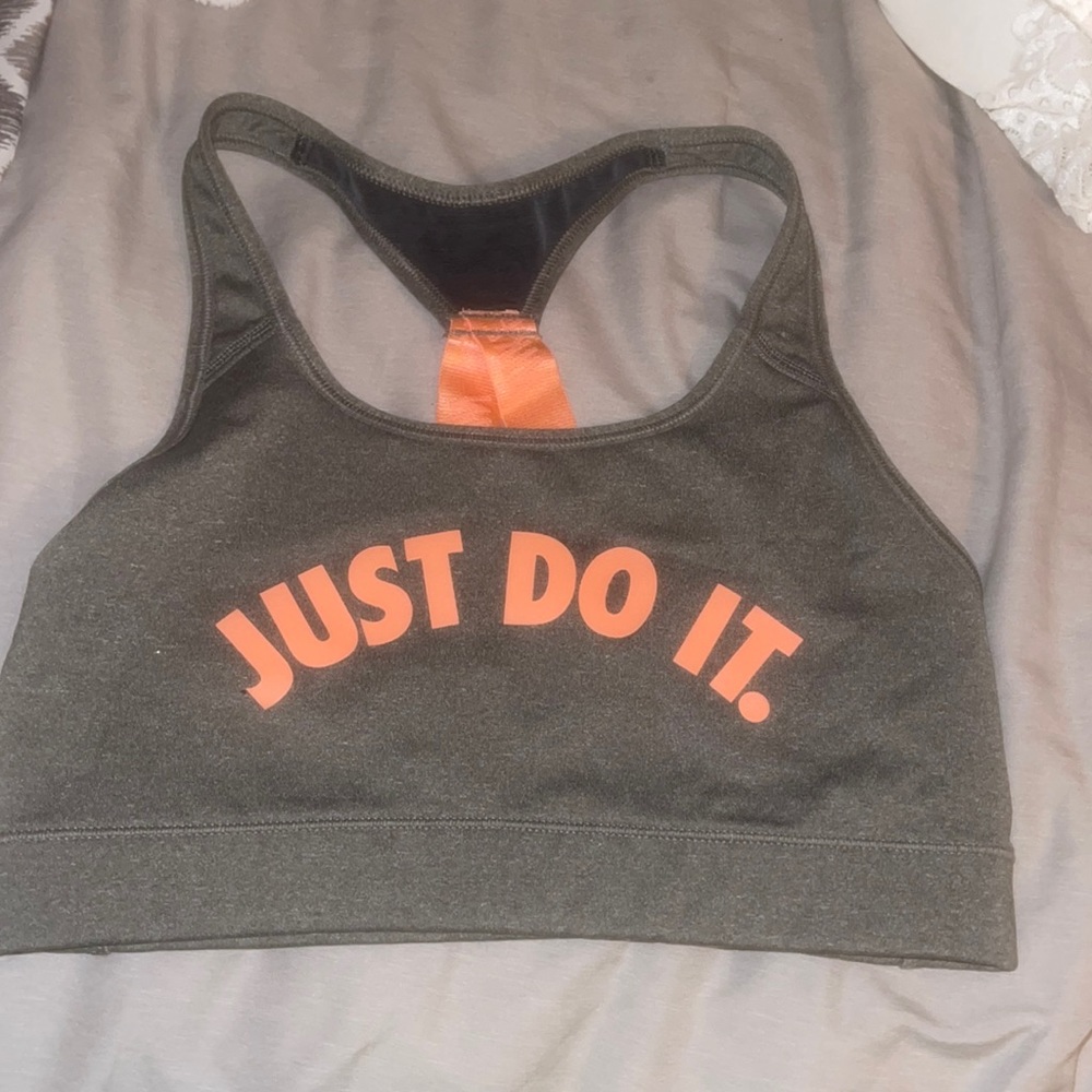 Gray w/ orange letters Medium Nike Sports Bra